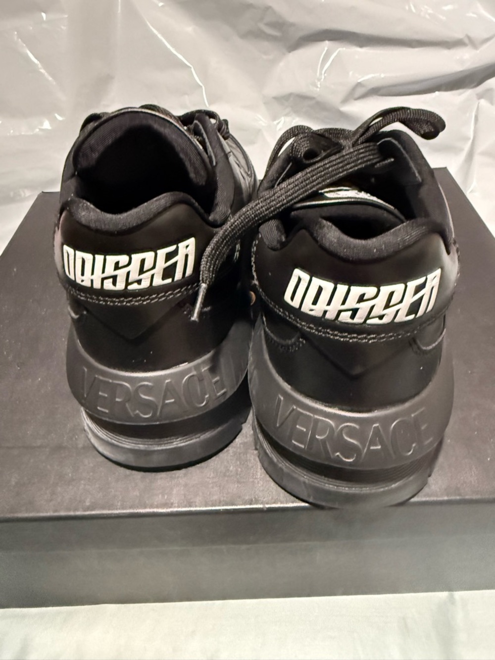 Versace Black Leather Platform comfortable Sneakers size 40 women’s fits 9.5